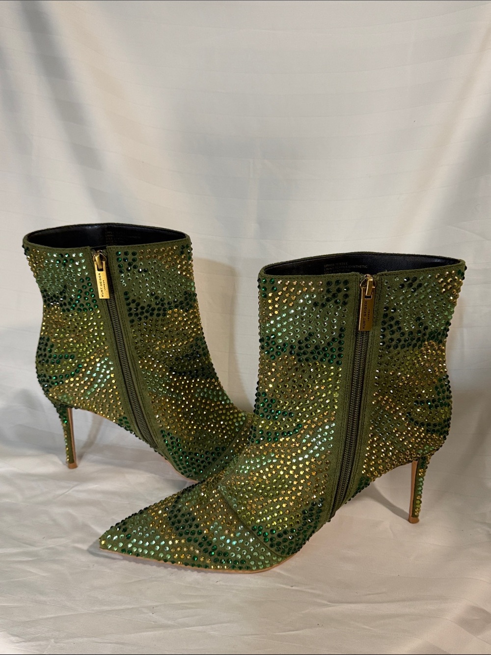 Kurt Geiger Green Crystal Embellished Pointed Ankle Boots - Picture 5 of 12